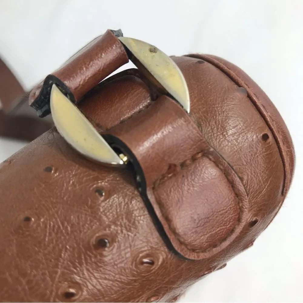 Carryland Brown Faux Ostrich Leather Flap Closure Retro Classic Shoulder Bag